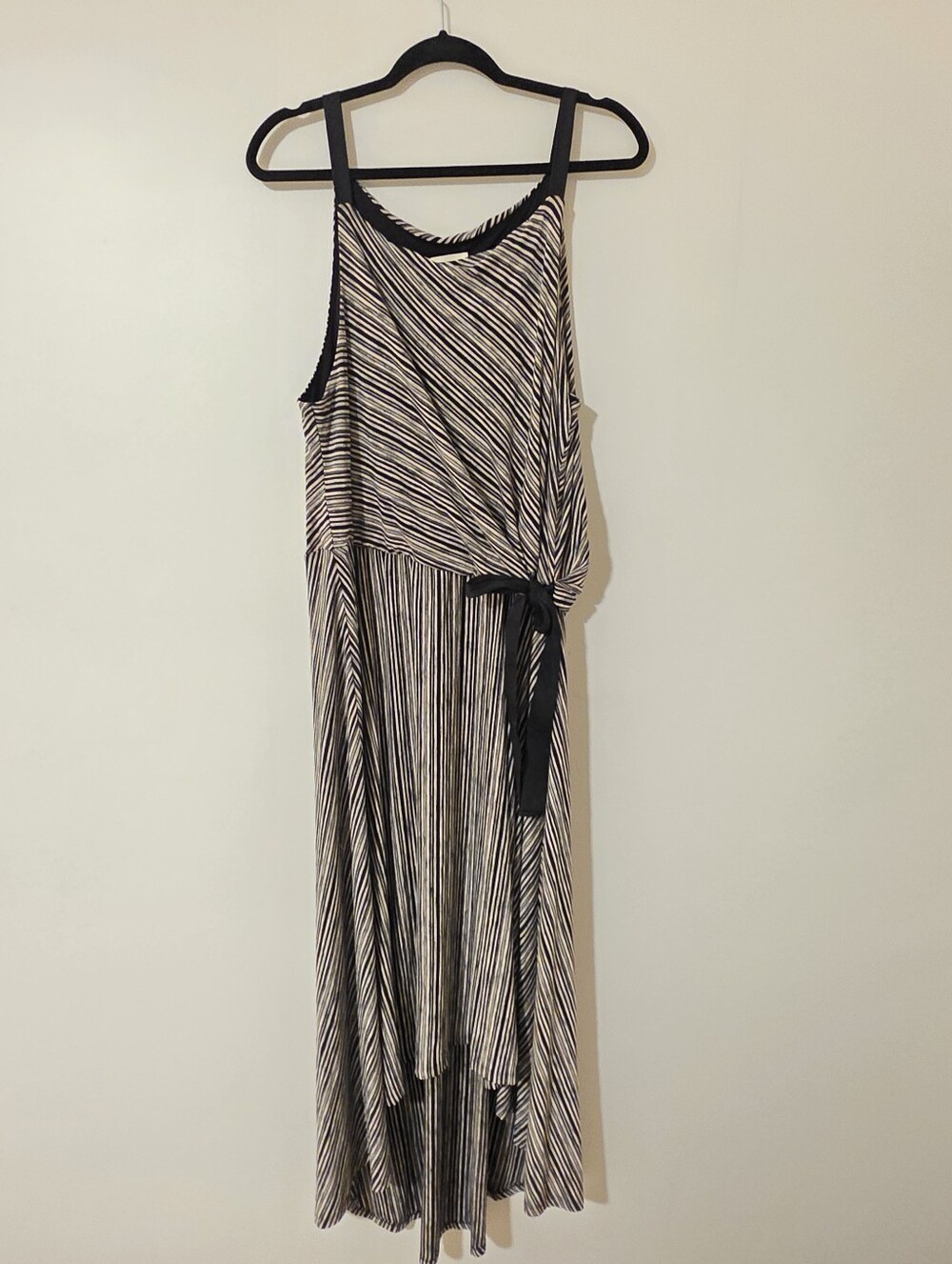 Anthropologie Maeve Salsola Strioed Faux Wrap High Low Dress | XL